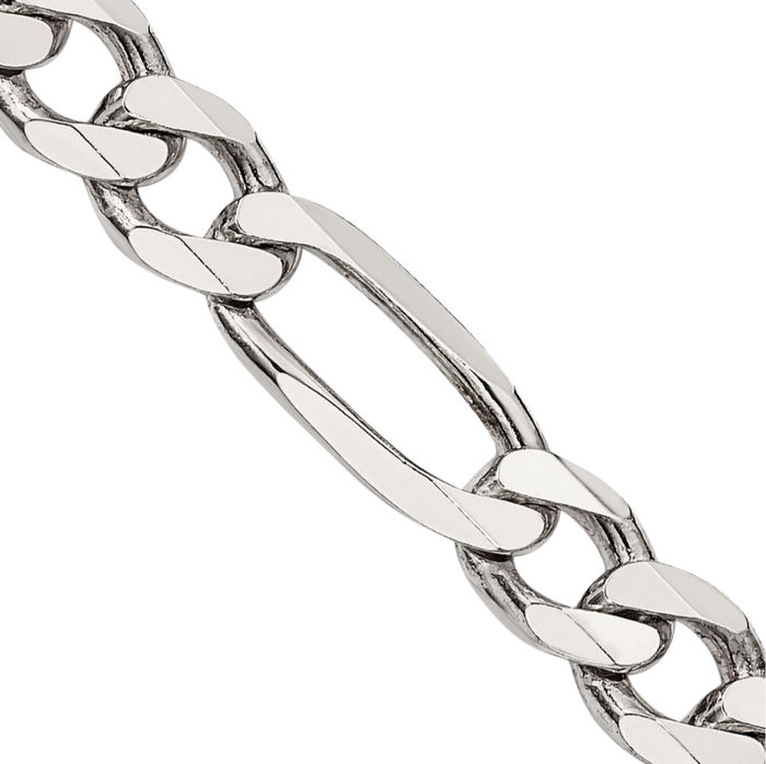 925 Sterling Silver 6.75mm Figaro Link Chain Necklace