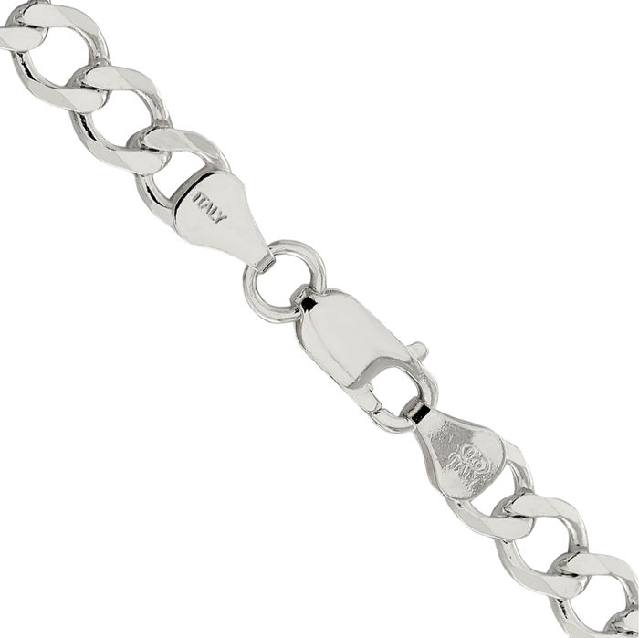 925 Sterling Silver 6.7mm Curb Link Chain Necklace