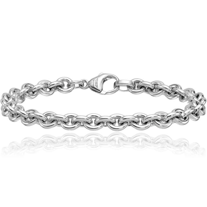 925 Sterling Silver 6.8mm Cable Rolo Link Chain Bracelet