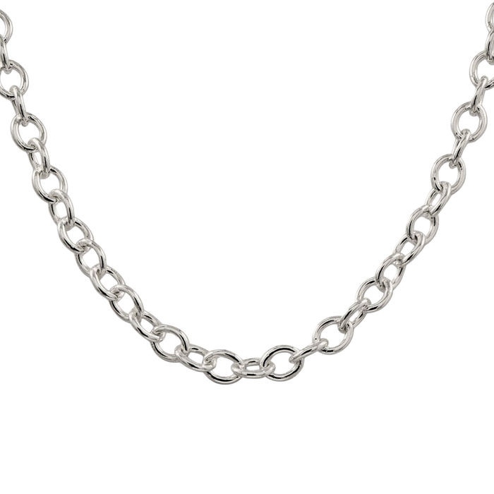 925 Sterling Silver 6.8mm Oval Cable Rolo Link Chain Belcher Necklace