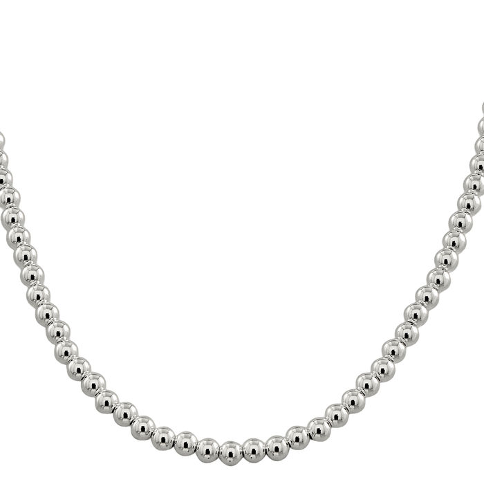 925 Sterling Silver 6.1mm Beads Box Link Chain Necklace