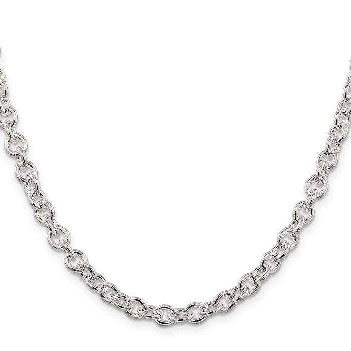 925 Sterling Silver 6.1mm Cable Rolo Link Chain Belcher Necklace