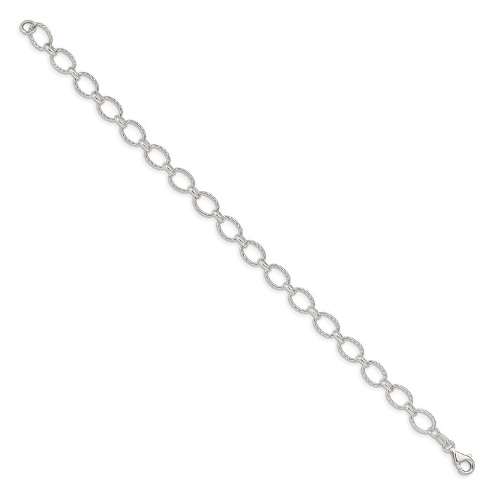 925 Sterling Silver 6.1mm Cable Rolo Link Chain Bracelet