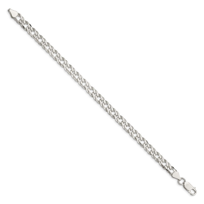 925 Sterling Silver 6.25mm 6 Side Double Curb Link Chain Bracelet