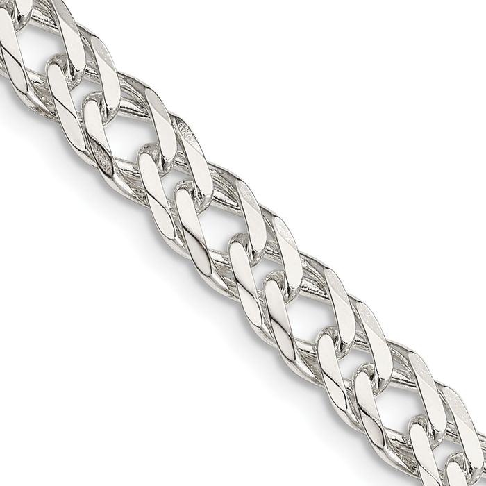 925 Sterling Silver 6.25mm 6 Side Double Curb Link Chain Necklace