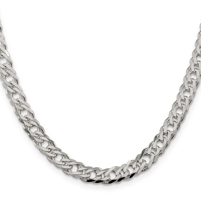 925 Sterling Silver 6.25mm 6 Side Double Curb Link Chain Necklace