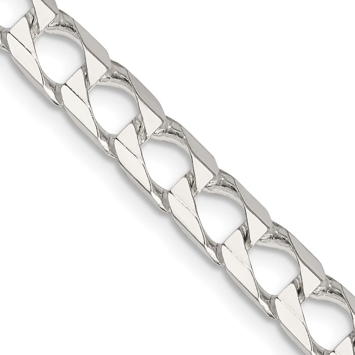 925 Sterling Silver 6.25mm Square Curb Link Chain Necklace