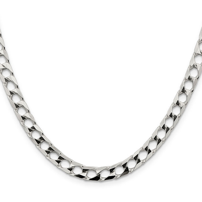 925 Sterling Silver 6.25mm Square Curb Link Chain Necklace