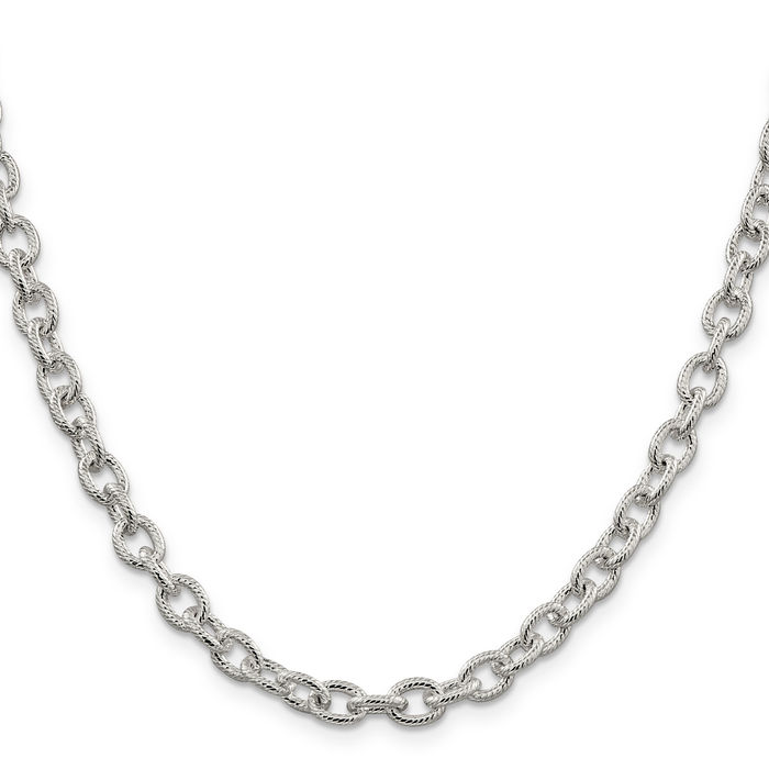 925 Sterling Silver 6.25mm Cable Rolo Link Chain Belcher Necklace