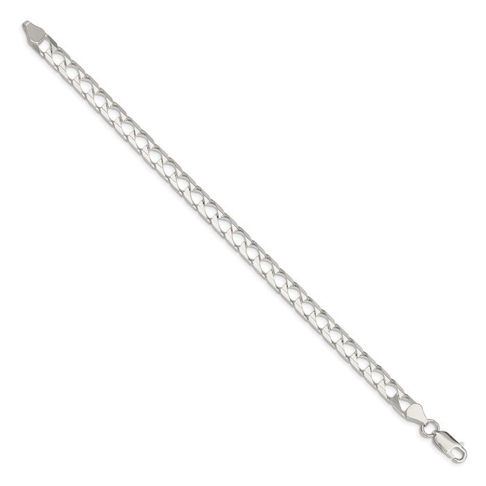 925 Sterling Silver 6.25mm Square Curb Link Chain Bracelet