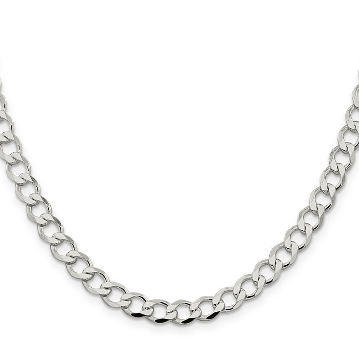 925 Sterling Silver 6.7mm Curb Link Chain Necklace