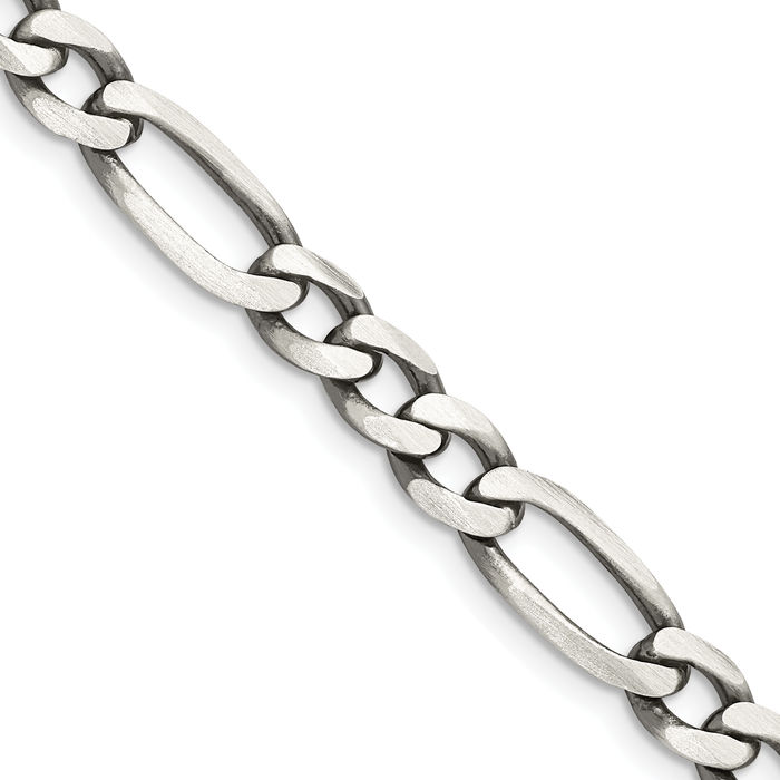 925 Sterling Silver Vintage 6.5mm Figaro Link Chain Necklace