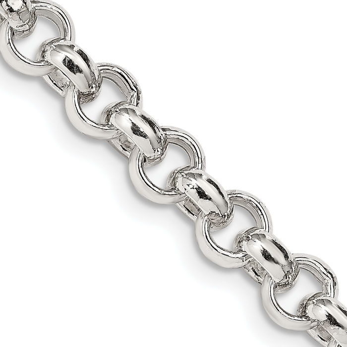 925 Sterling Silver 6.5mm Cable Rolo Link Chain Belcher Necklace