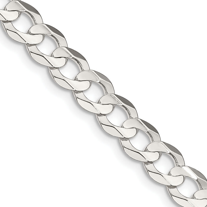 925 Sterling Silver 6.75mm Concave Curb Link Chain Necklace