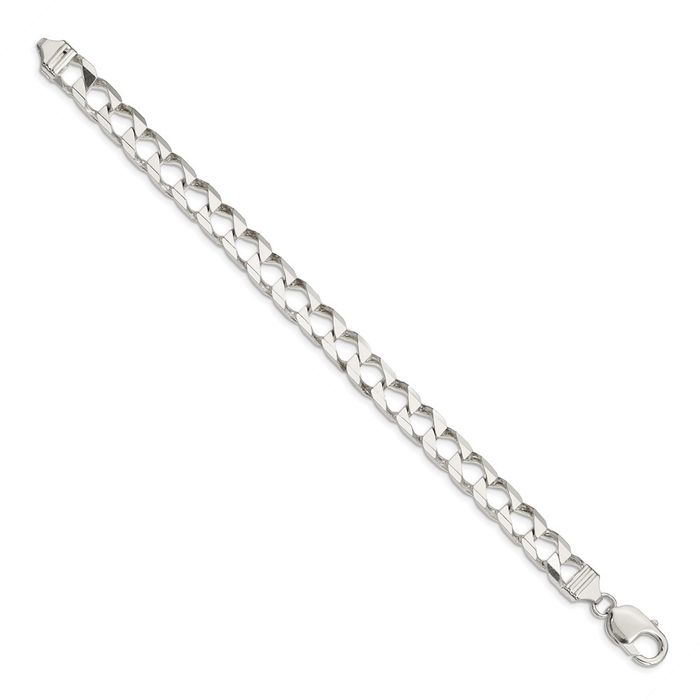 925 Sterling Silver 7.2mm Square Curb Link Chain Bracelet