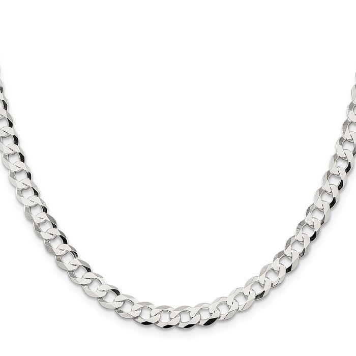 925 Sterling Silver 6.8mm Curb Link Chain Necklace