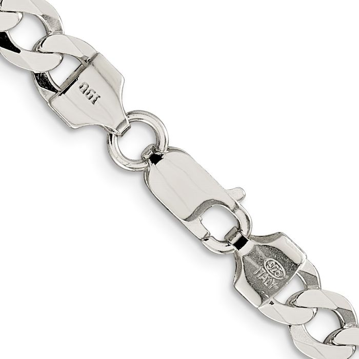 925 Sterling Silver 6.8mm Curb Link Chain Necklace