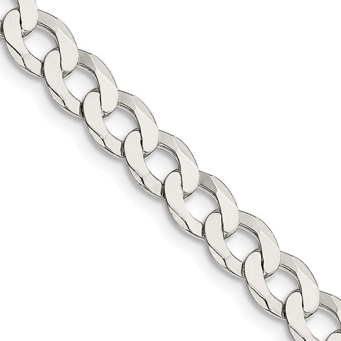 925 Sterling Silver 6.8mm Curb Link Chain Necklace