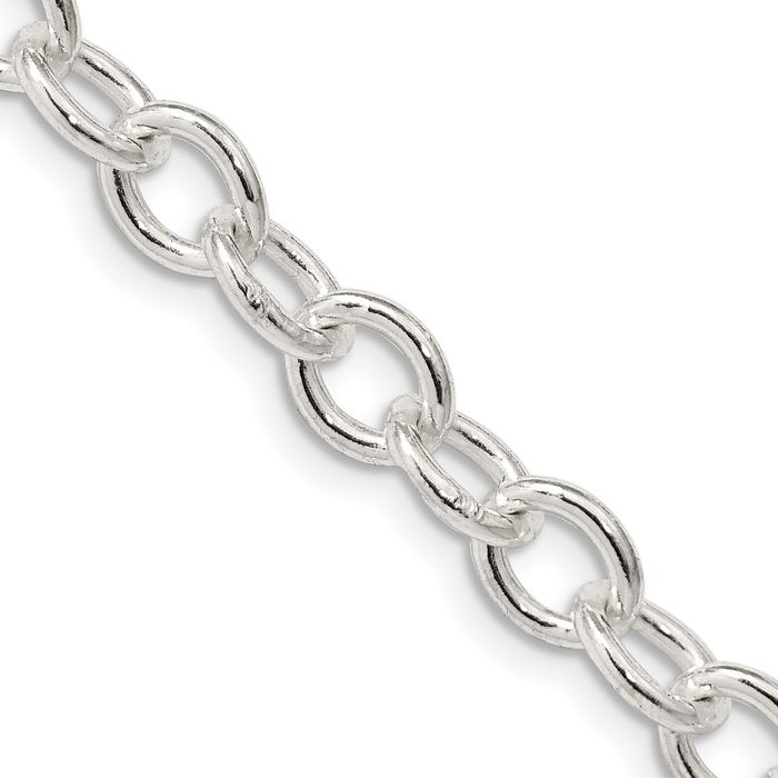 925 Sterling Silver 6.8mm Oval Cable Rolo Link Chain Belcher Necklace