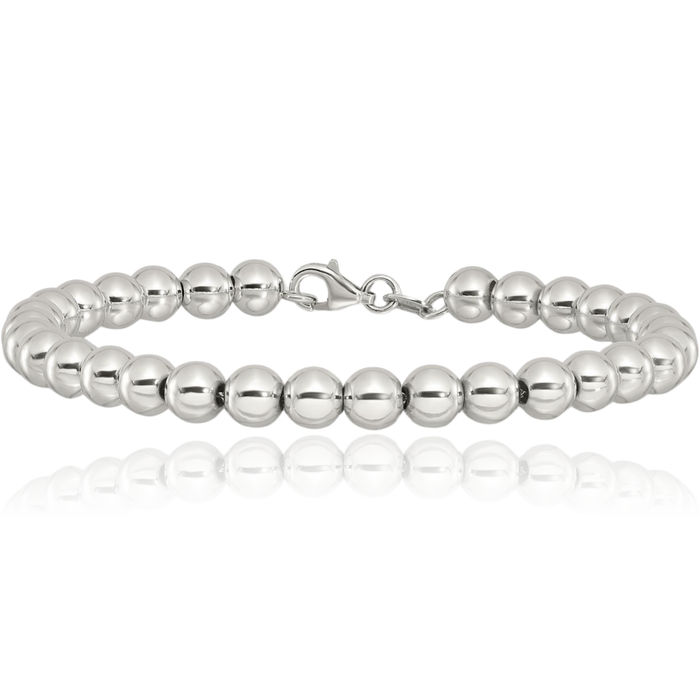 925 Sterling Silver 6mm Beaded Ball Chain Bracelet