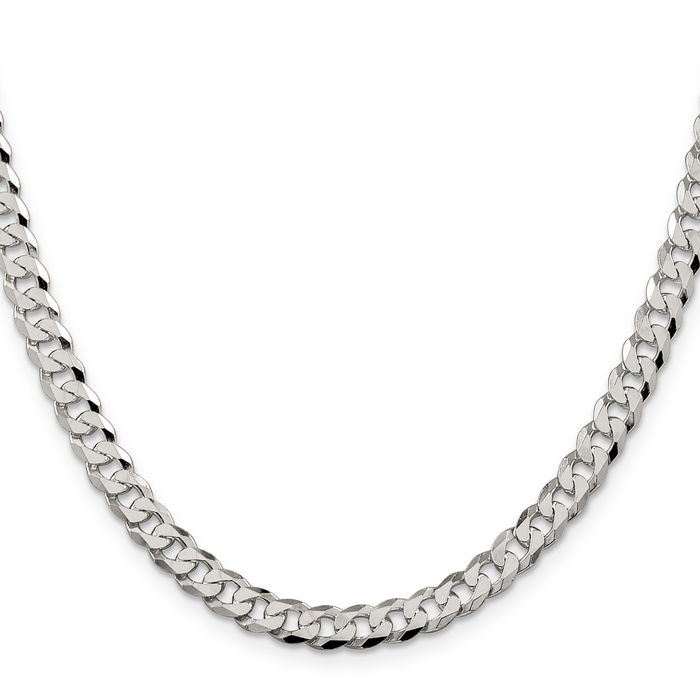 925 Sterling Silver 6mm Curb Link Chain Necklace