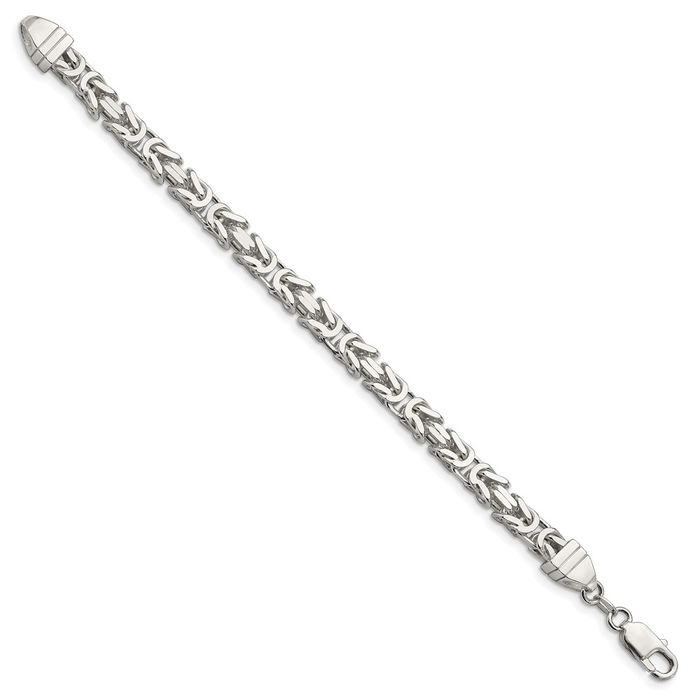 925 Sterling Silver 6mm Byzantine Link Chain Bracelet Viking