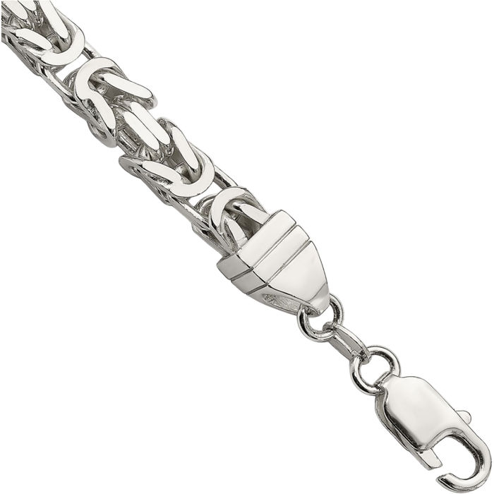 925 Sterling Silver 6mm Byzantine Link Chain Bracelet Viking