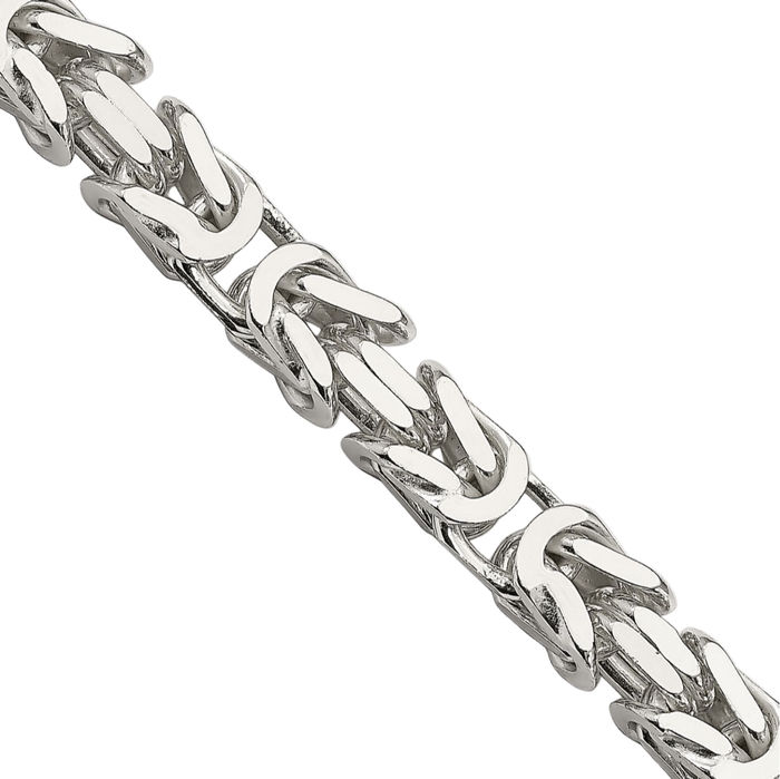 925 Sterling Silver 6mm Byzantine Link Chain Necklace