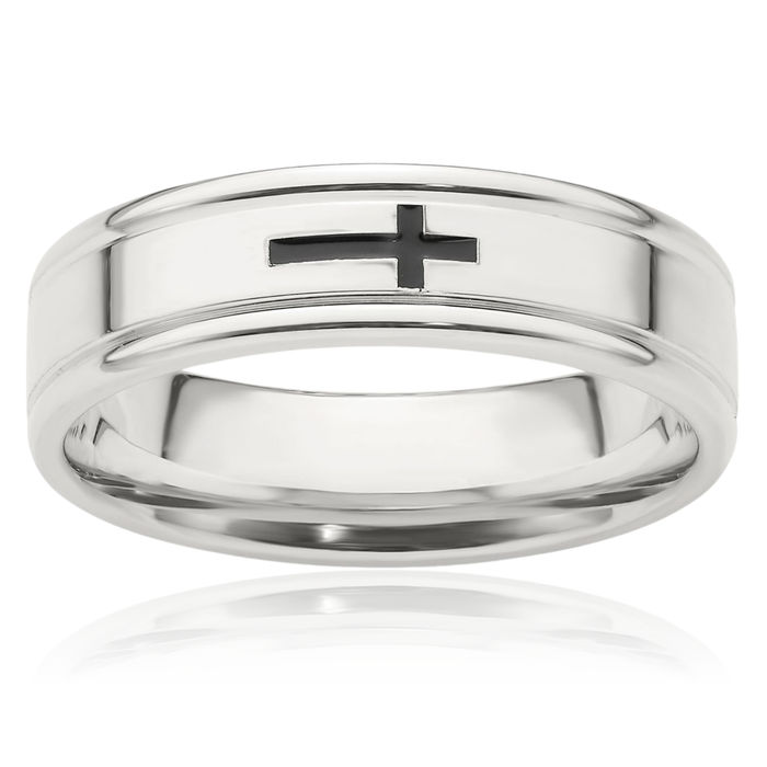 925 Sterling Silver 6mm Cross Wedding Band Ring
