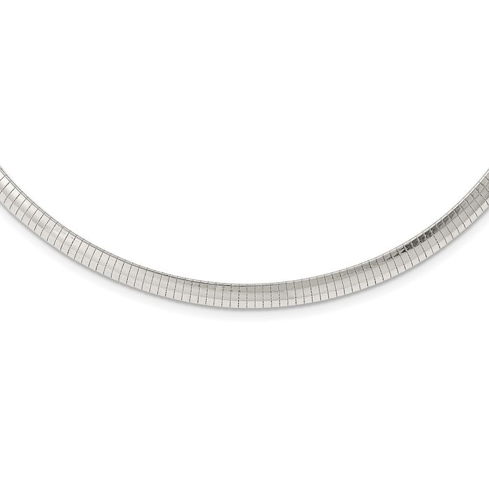 925 Sterling Silver 6mm Cubetto Omega Snake Chain Herringbone Necklace