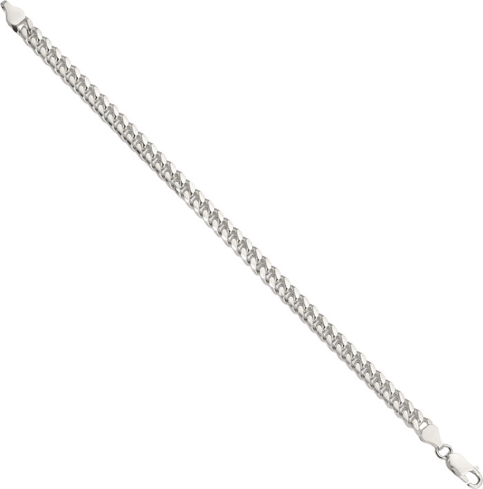 925 Sterling Silver 6mm Side Curb Link Chain Bracelet