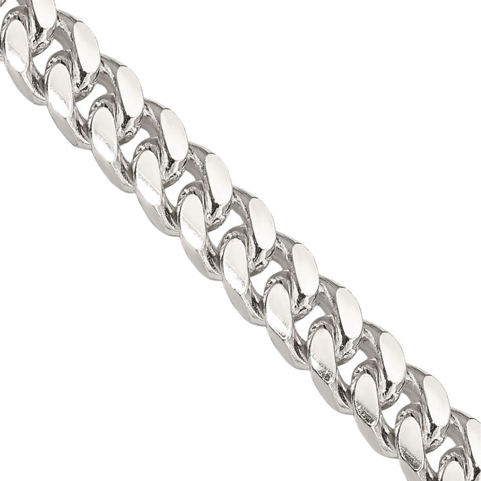 925 Sterling Silver 6mm Side Curb Link Chain Necklace