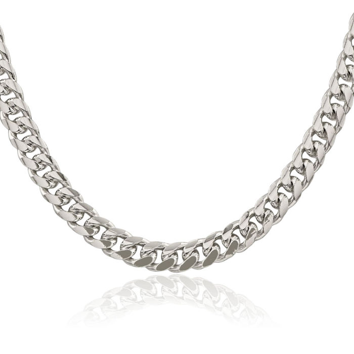 925 Sterling Silver 6mm Side Curb Link Chain Necklace