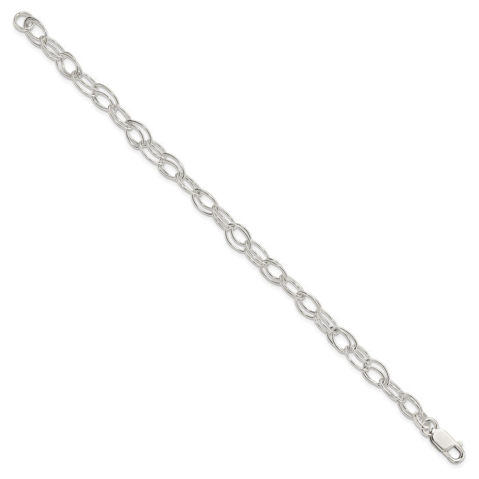 925 Sterling Silver 6mm Double Link Chain Bracelet