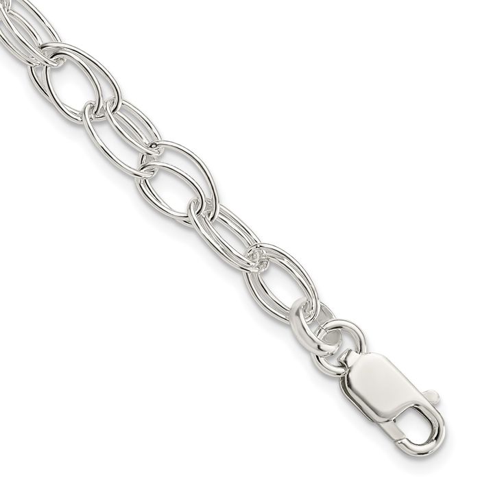 925 Sterling Silver 6mm Double Link Chain Bracelet