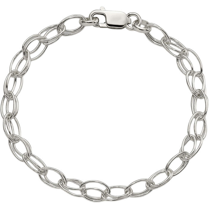 925 Sterling Silver 6mm Double Link Chain Bracelet