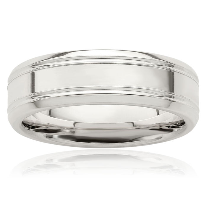 925 Sterling Silver 6mm Edge Plain Classic Wedding Band Ring