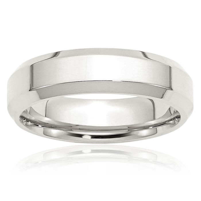 925 Sterling Silver 6mm Edge Plain Classic Wedding Band Ring