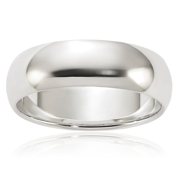 925 Sterling Silver 6mm Half Round Plain Classic Wedding Band Ring