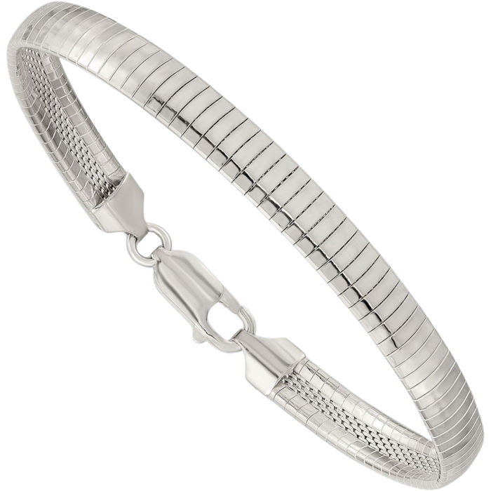 925 Sterling Silver 6mm Cubetto Omega Snake Chain Bracelet