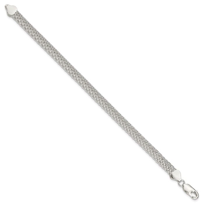 925 Sterling Silver 6mm Popcorn Mesh Chain Bracelet
