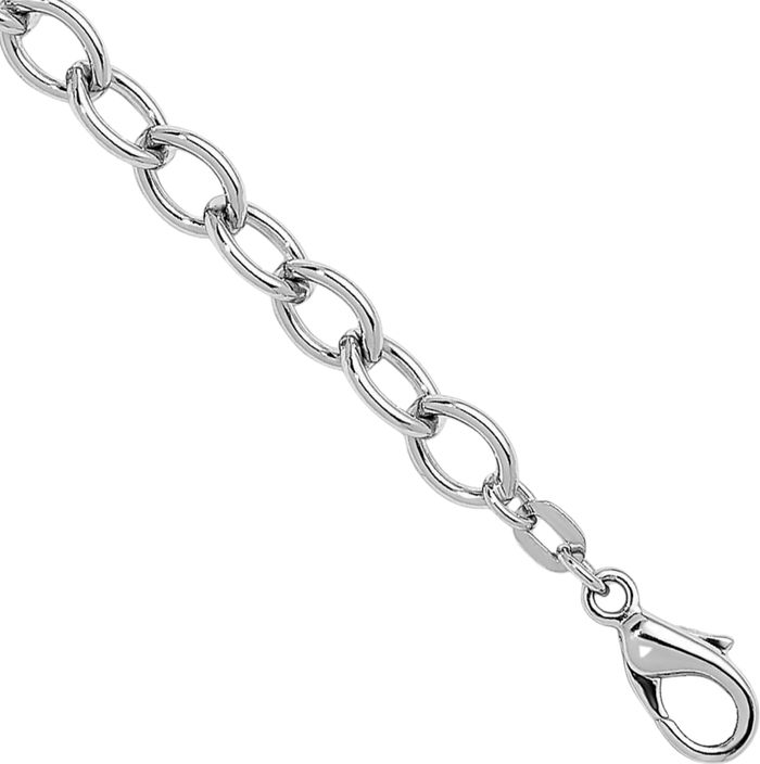 925 Sterling Silver 6mm Oval Cable Rolo Link Chain Bracelet