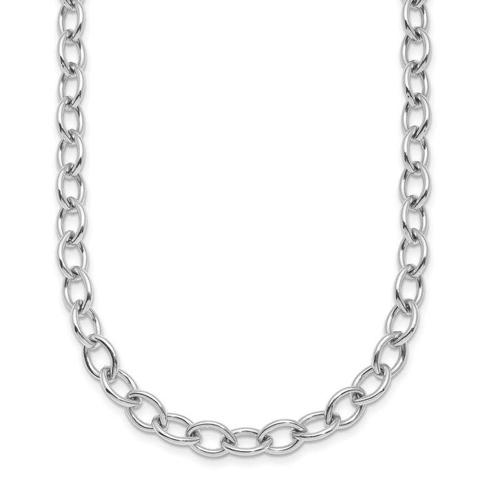 925 Sterling Silver 6mm Oval Cable Rolo Link Chain Belcher Necklace