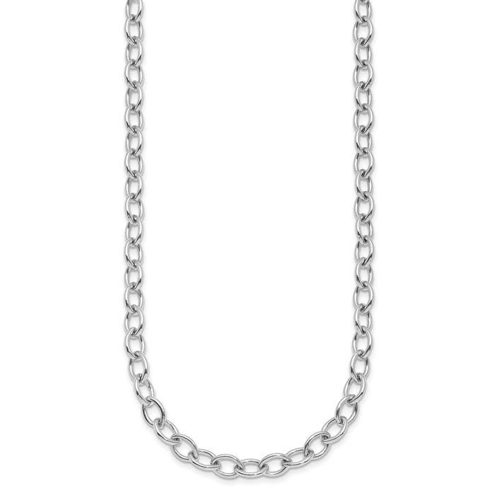 925 Sterling Silver 6mm Oval Cable Rolo Link Chain Belcher Necklace