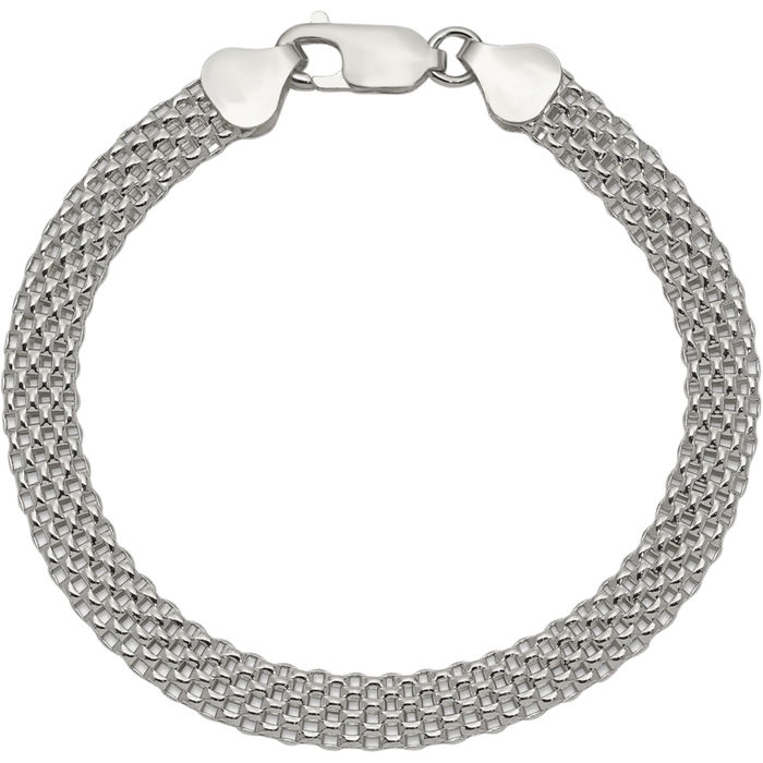 925 Sterling Silver 6mm Popcorn Mesh Chain Bracelet