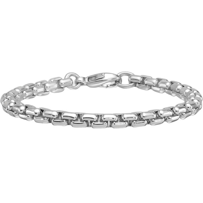 925 Sterling Silver 6mm Round Box Link Chain Bracelet