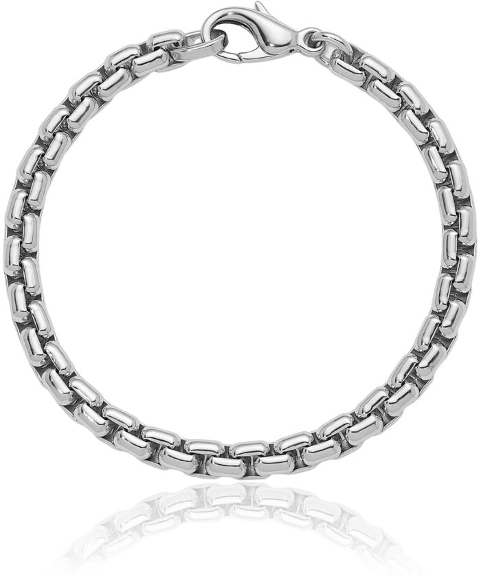 925 Sterling Silver 6mm Round Box Link Chain Bracelet