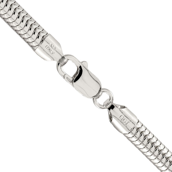 925 Sterling Silver 6mm Round Cubetto Omega Snake Chain Herringbone Necklace