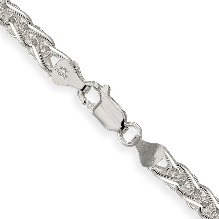 925 Sterling Silver 6mm Round Spiga Wheat Link Chain Necklace