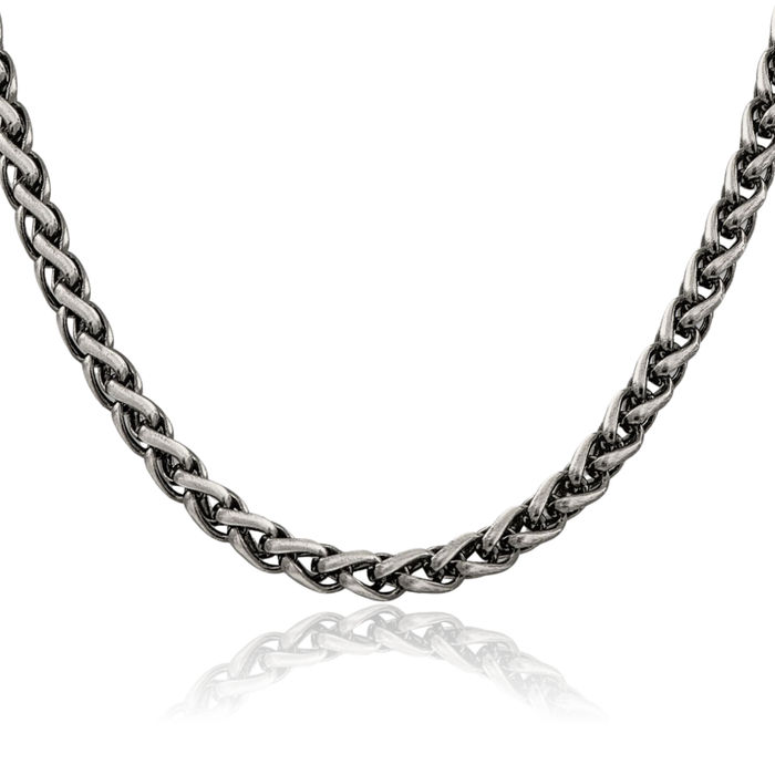 925 Sterling Silver Vintage 6mm Round Spiga Wheat Link Chain Necklace